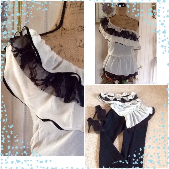 One-Shoulder "LACE" peplum 🌺top - Picture 2 of 4