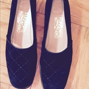 Ferragamo black suede shoes