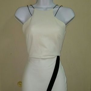 Nwt, White asymmetrical dress with black trim