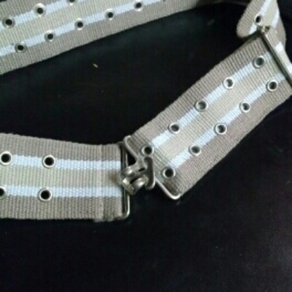 Belt 2" thick sky blue/  gray Striped