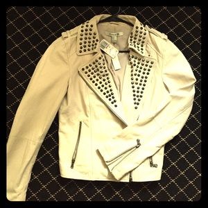 Lambskin studded moto jacket