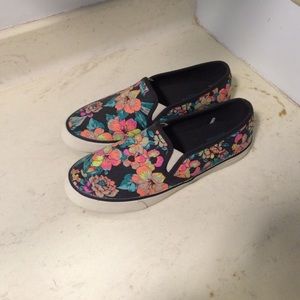 Flowered slip ons
