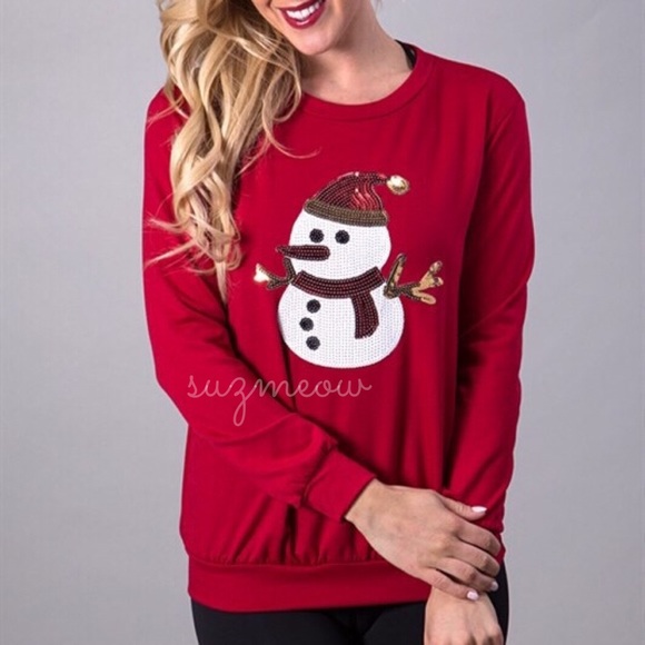 Holiday Christmas Snowman Appliqué Sweater