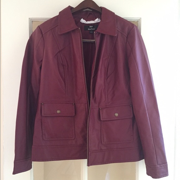 Burgundy vegan leather jacket