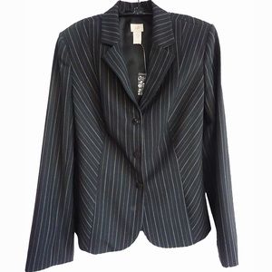 J.Jill NWT black wool textured stripe blazer