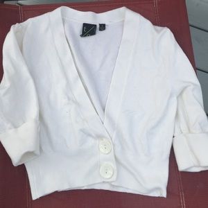 White button up sweater