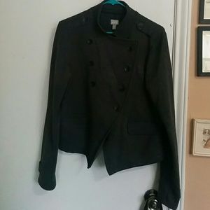 Military Style Gray Sweatshirt Jacket