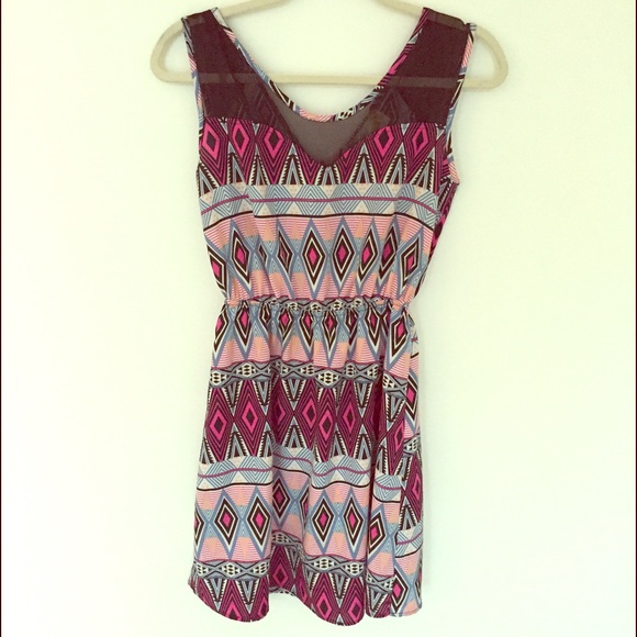 Funky print dress with elastic empire waist