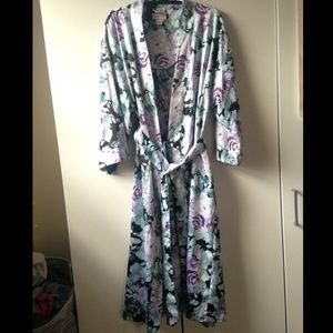 Floral silky robe.