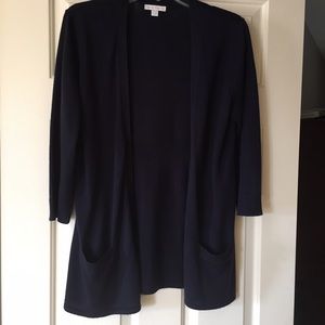 New York & Company Navy Open Cardigan