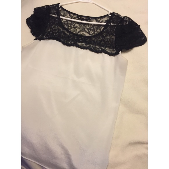 White & black lace Express Blouse