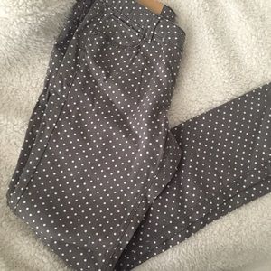 Skinny polka dot pants.
