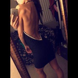 NWT black backless rhinestone dress size S