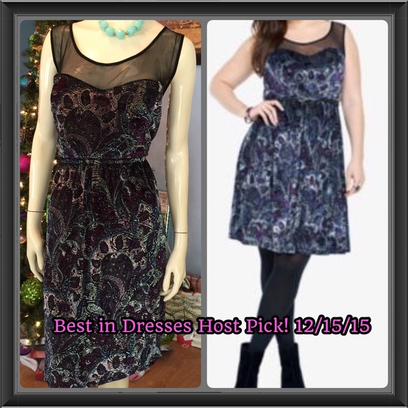 Torrid size 3. Paisley print sexy dress with mesh.