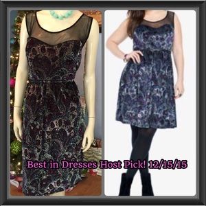 Torrid size 3. Paisley print sexy dress with mesh.