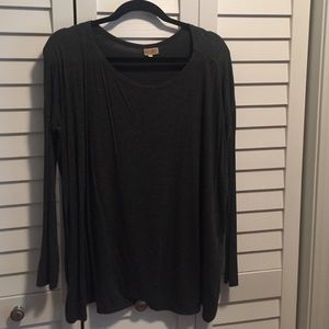 Dark Grey Long Sleeve Piko Top