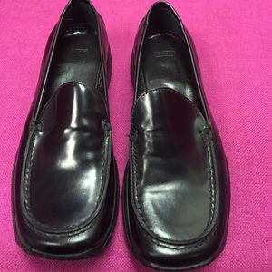 Coach black leather loafers