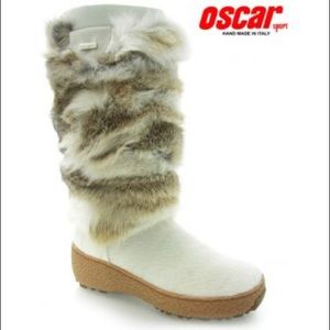 Oscar Sport Genuine Leather Beige Fur Boots