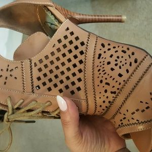 Brown leather booties