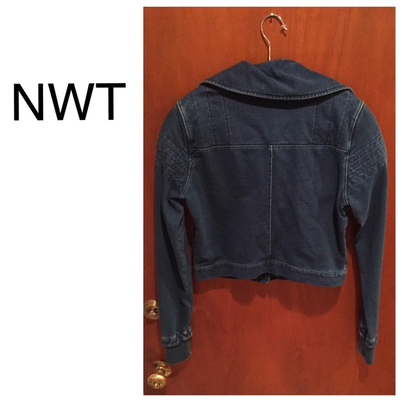 ⬇️C&C California Cropped Denim Motorcycle Jacket - Picture 2 of 4