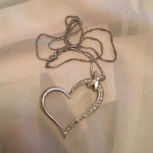 Silver long heart necklace