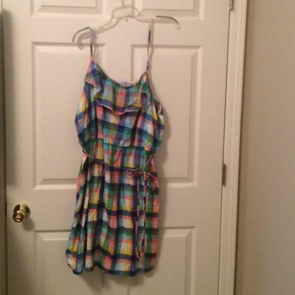 Spaghetti strap checkered sundress