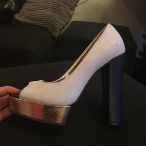 Final: Original gold platform, block heel shoes