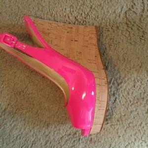Beautiful hot pink Nine West wedges!!!!
