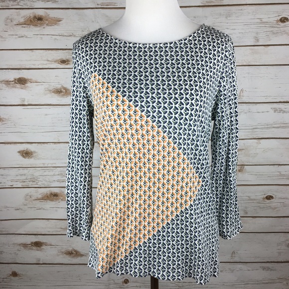 J. Crew Tops - [J. Crew] Abstract Diamond 3/4 Sleeve Top Small