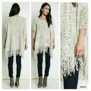 Chunky Knit Sweater with Frayed Edges