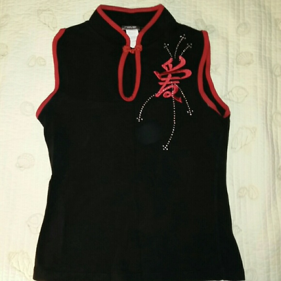 SALE!!Mandarin Collar Asian Inspired Top - size L!