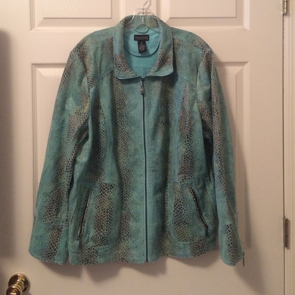 Beautiful turquoise and brown faux leather jacket