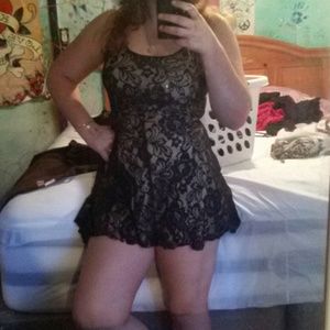 Black and tan lace dress