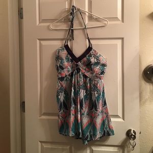 Halter flowy patterned top