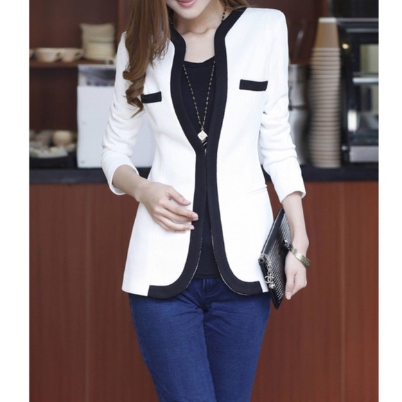 Jackets & Blazers - Classy White and Black Blazer