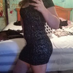 Floral lace pattern black and grey dress