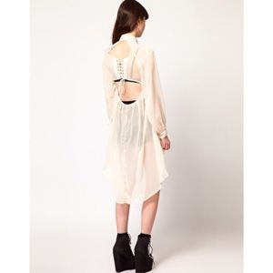 Chiffon Corset Back Shirt Dress