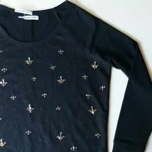 Black Longsleeve w/ Lace & Diamond Shape Details