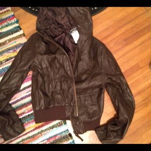 Brand new NWT brown faux leather jacket
