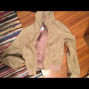 Brand new NWT tan faux leather jacket