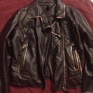 Nice gold trim and black faux leather jacket