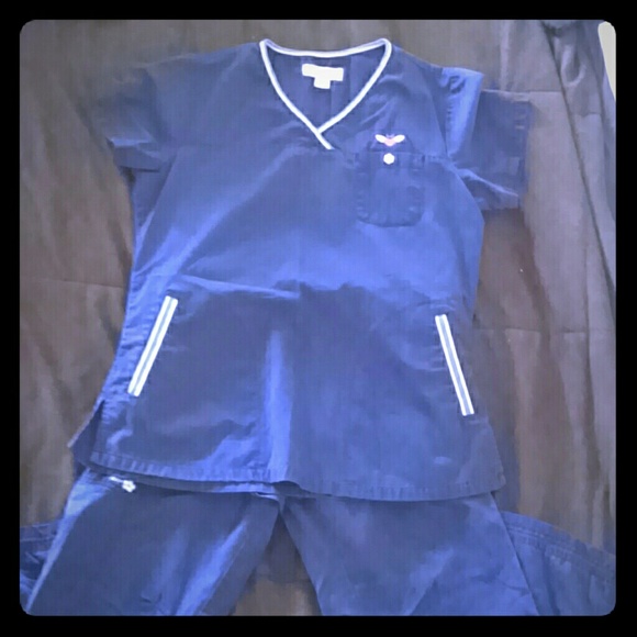 Navy blue koi scrub set