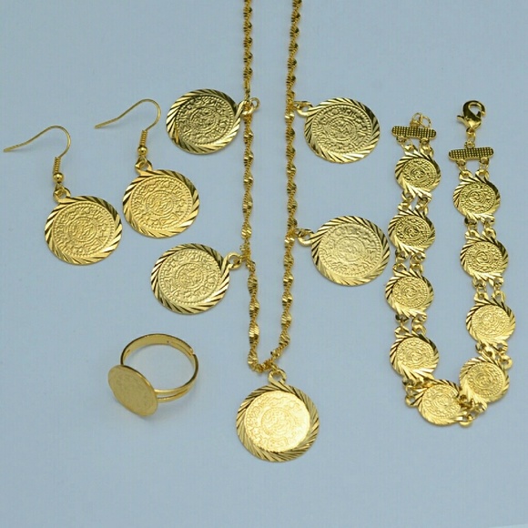 Gold Coin Jewelry Sets 22K Gold Plated - Picture 1 of 1