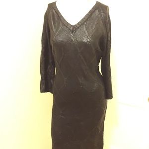 Marc New York Black sweater dress w/sheen finish,