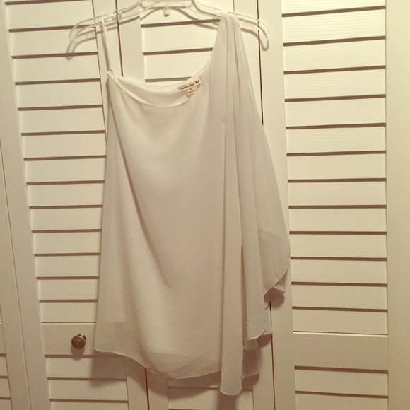 White one sleeve draped dress - Picture 1 of 2