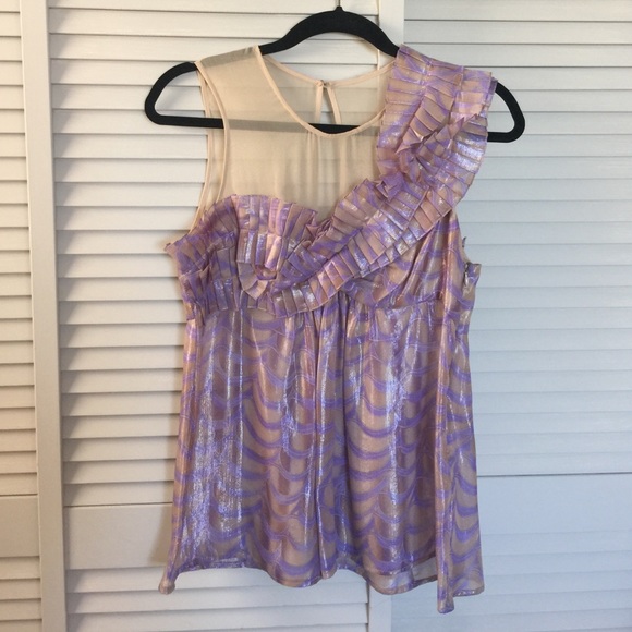 Tracy Reese shear one shoulder silk blouse in 10