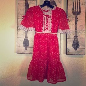Red vintage floral dress