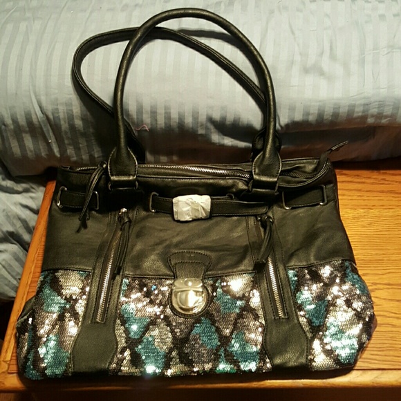 Black and sequined tote. Just Fab or shoe dazzle