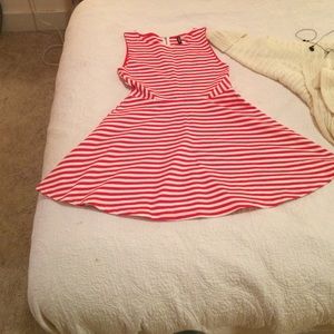 Red and white striped dress