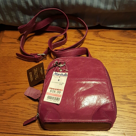 Purple Italian Leather cross body bag